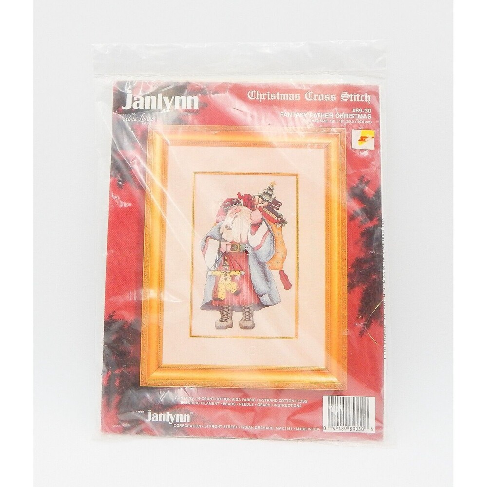 Janlynn Fantasy Father Christmas Cross Stitch Santa With Bag 89-30 NOS 1993